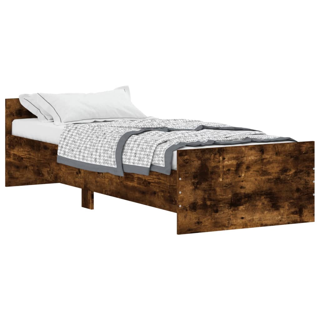 Estructura de cama madera de ingenieria roble ahumado 75x190 cm