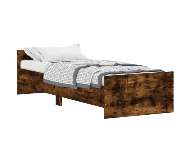Estructura de cama madera de ingenieria roble ahumado 75x190 cm