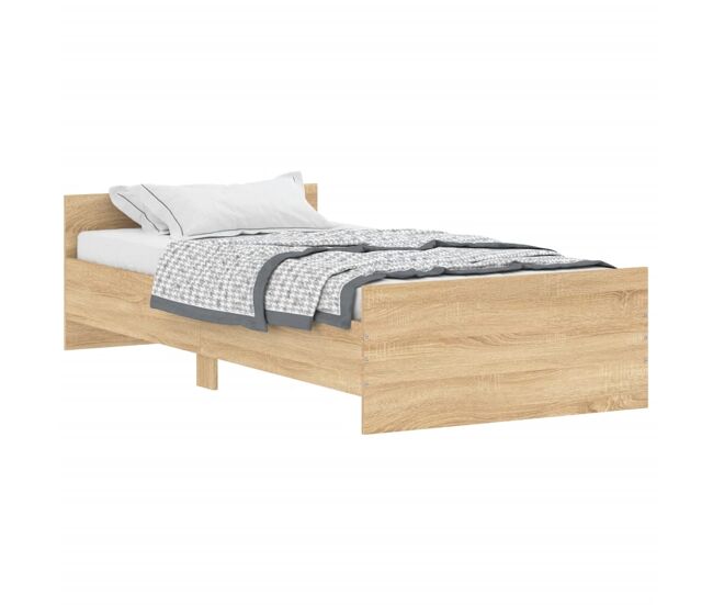 Estructura de cama madera contrachapada roble sonoma 90x190 cm