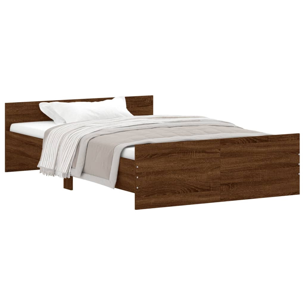 Estructura de cama con cabecero piecero roble marrón 120x190 cm