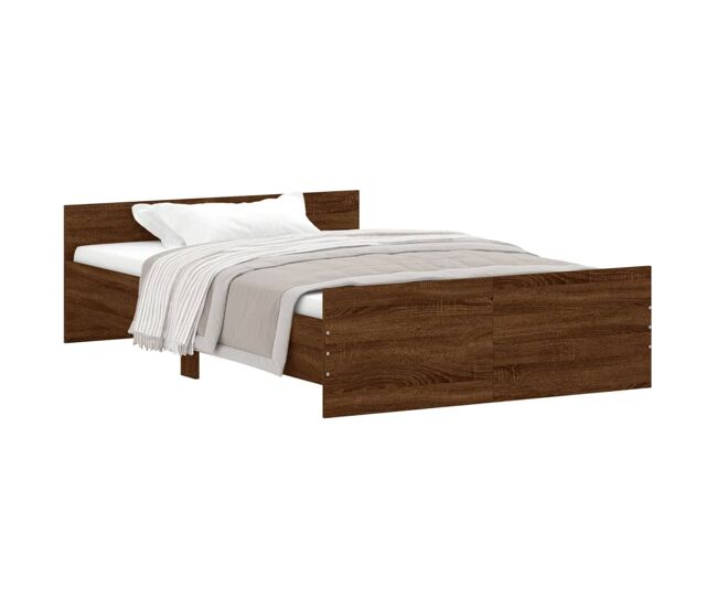 Estructura de cama con cabecero piecero roble marrón 120x190 cm