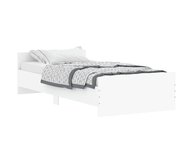Estructura de cama madera contrachapada blanca 90x190 cm
