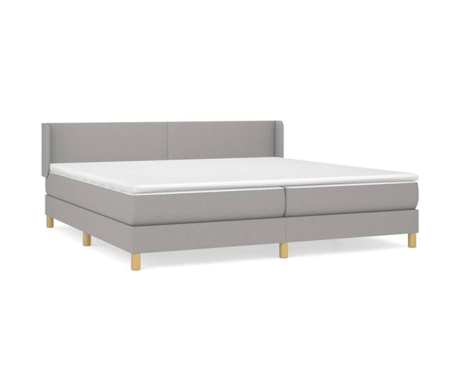 Cama box spring con colchón tela gris claro 200x200 cm diseño plano
