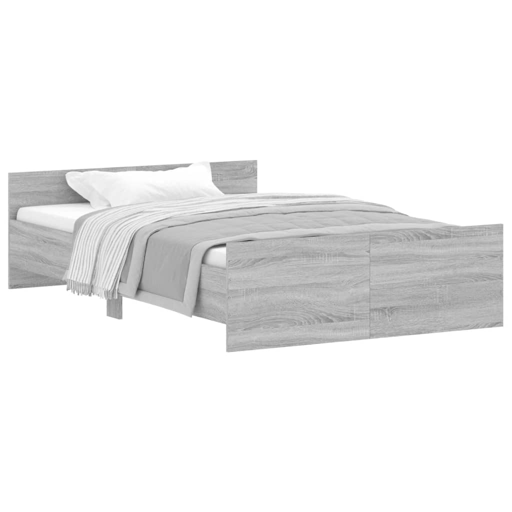 Estructura de cama con cabecero piecero gris sonoma 120x190 cm