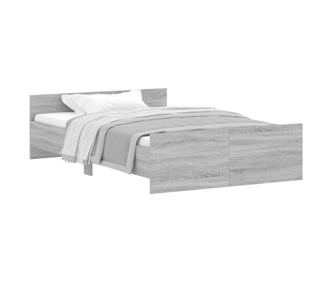 Estructura de cama con cabecero piecero gris sonoma 120x190 cm