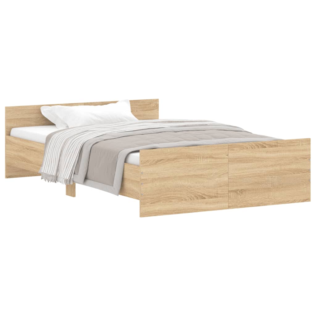 estructura de cama con cabecero piecero roble sonoma 120x200 cm