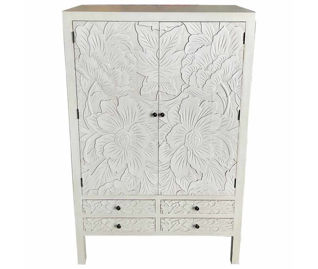Armario de madera de 4 cajones y 2 puertas 100x45x160