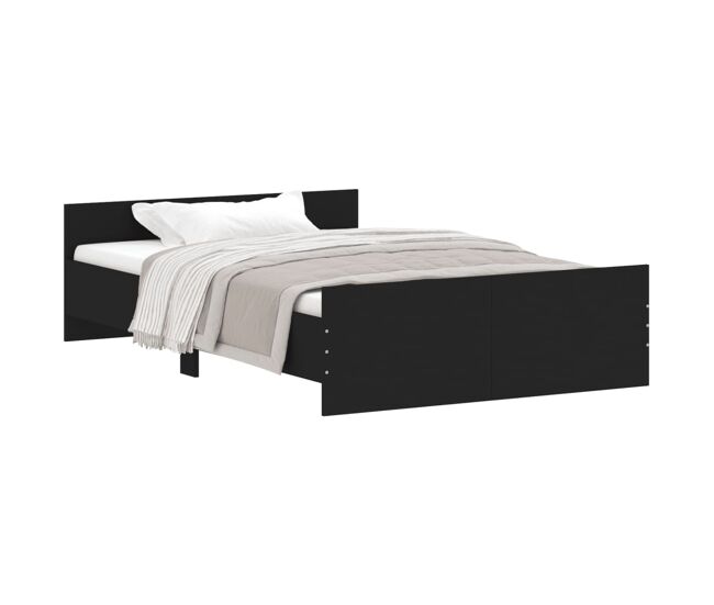 Estructura de cama con cabecero piecero negro 120x190 cm