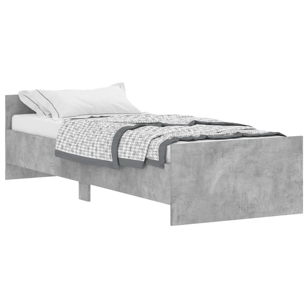 Estructura de cama madera de ingenieria gris hormigón 75x190 cm