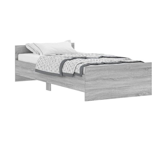 Estructura de cama madera contrachapada gris sonoma 90x190 cm