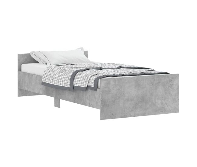 Estructura de cama madera contrachapada gris hormigón 90x190 cm