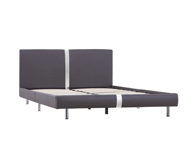 Estructura de cama de cuero sintético gris 140x200 cm