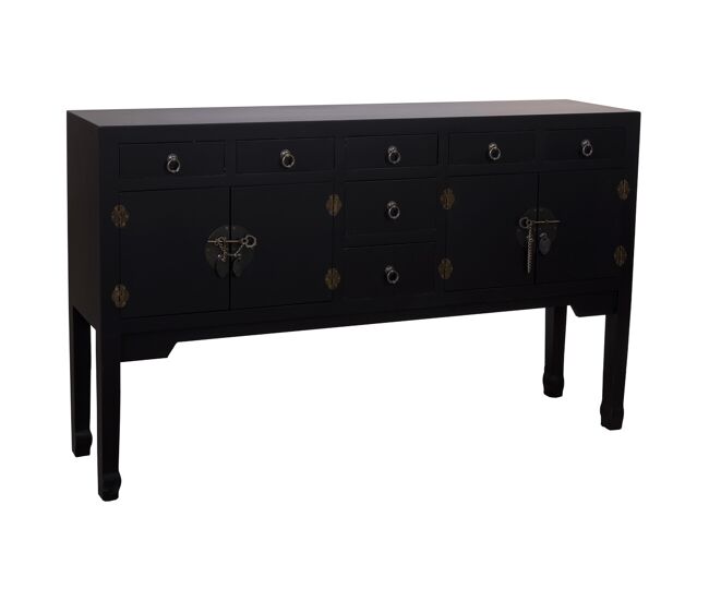 Aparador de madera de 7 cajones y 2 puertas 128x26x78