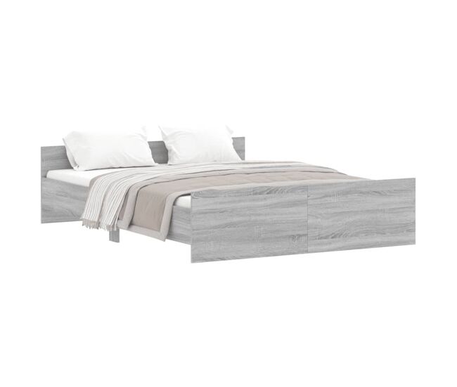 Estructura de cama con cabecero piecero gris sonoma 140x200 cm