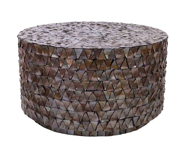 Mesa de centro de madera y madreperla marrón d77x43/5h cm