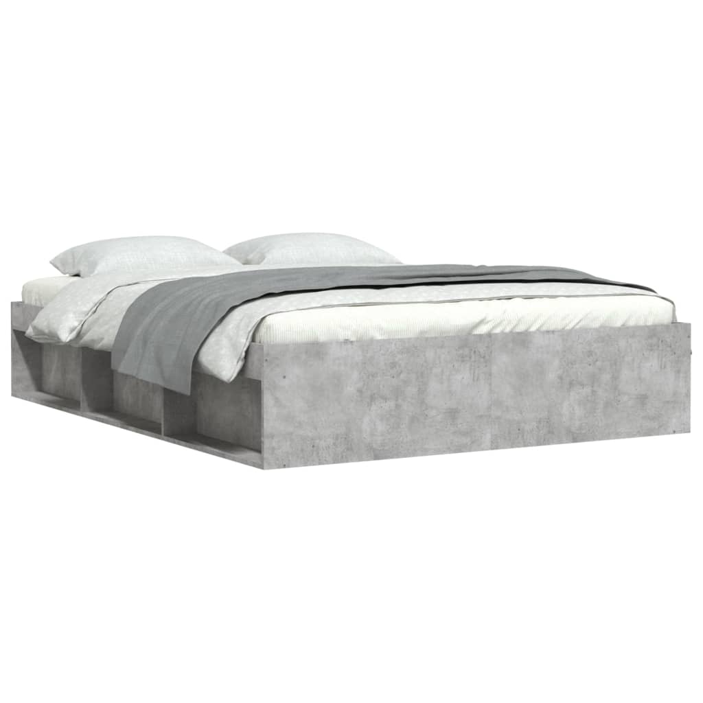 Estructura de cama gris hormigón 140x190 cm
