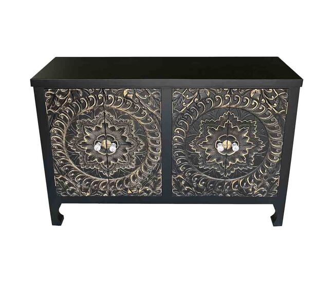 Aparador de madera de 4 puertas 100,5x26x70