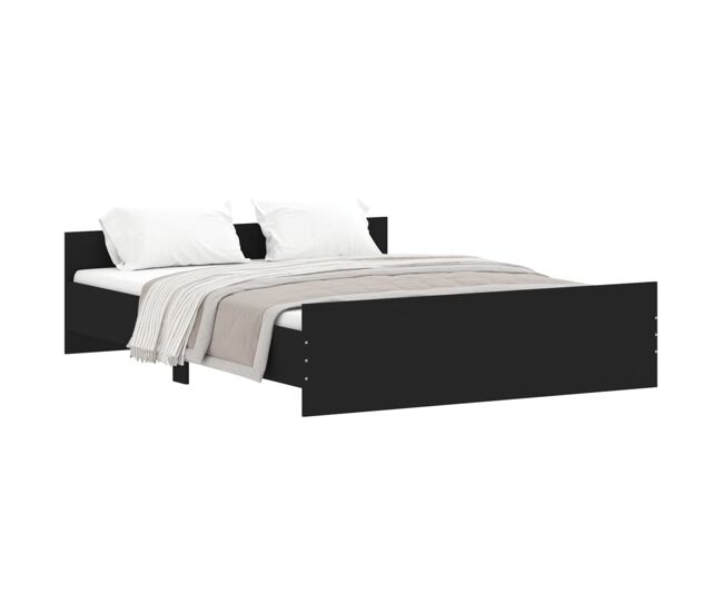 Estructura de cama con cabecero y piecero negro 140x200 cm
