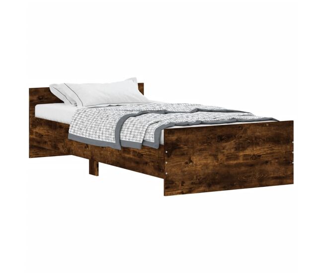 Estructura de cama madera contrachapada roble humo 100x200 cm