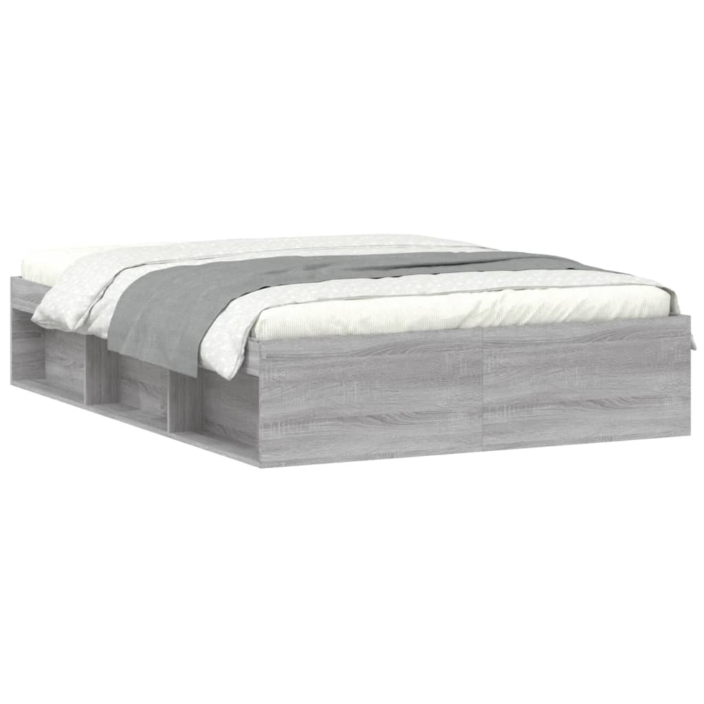 Estructura de cama de matrimonio sonoma gris 135x190 cm