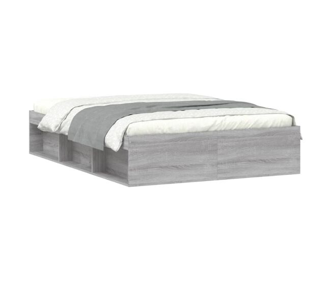 Estructura de cama de matrimonio sonoma gris 135x190 cm