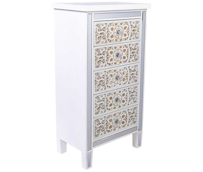 Sinfonier de madera y cristal de 5 cajones 48x30x89