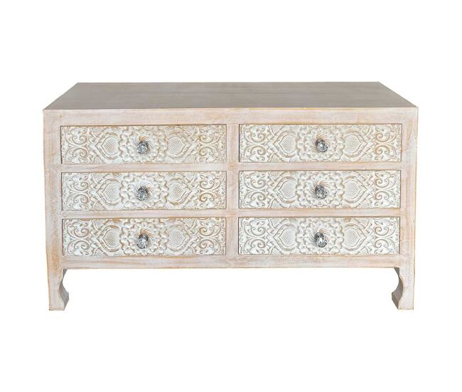 Comoda de madera de 6 cajones 91x28,5x51,5