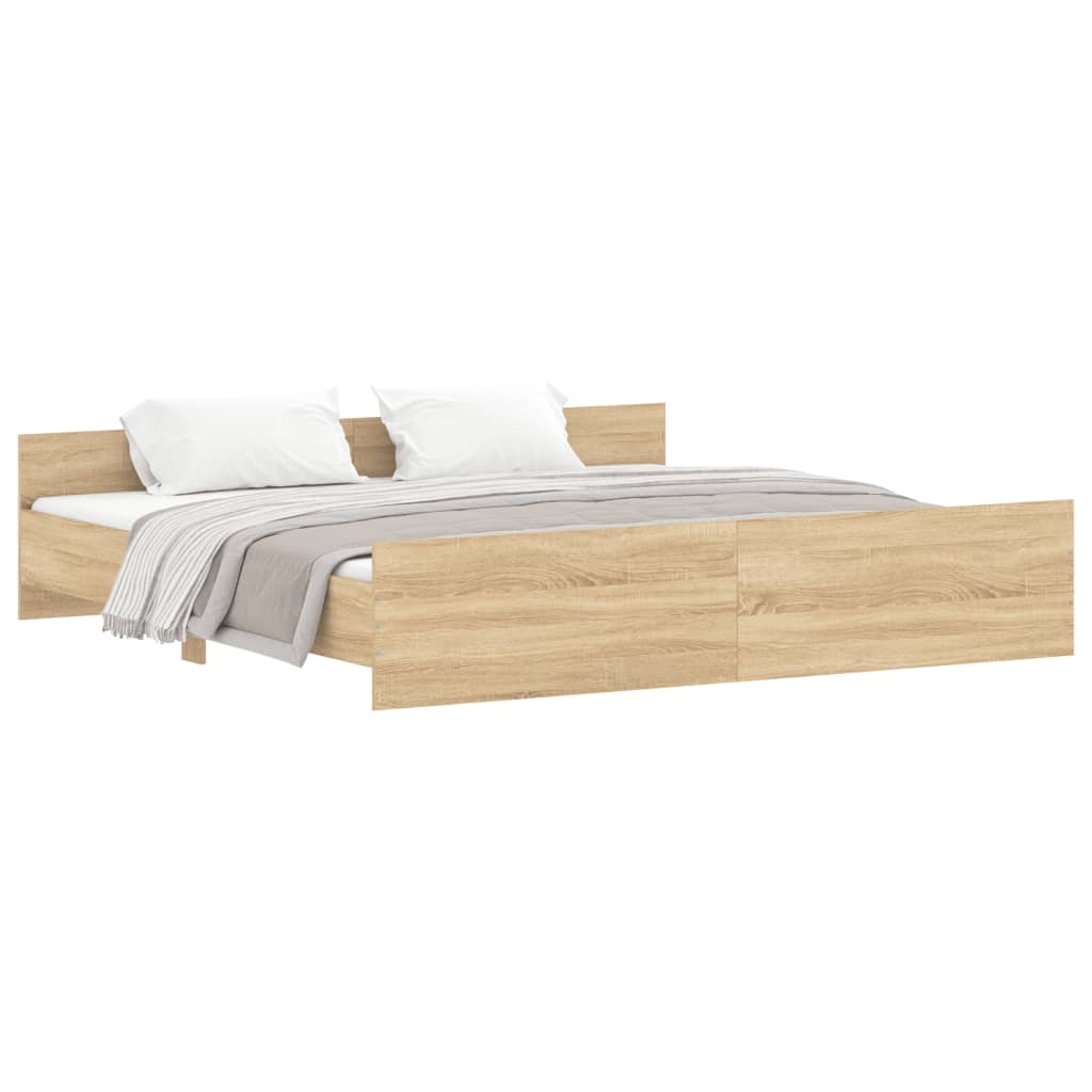 Estructura de cama con cabecero piecero roble sonoma 200x200 cm