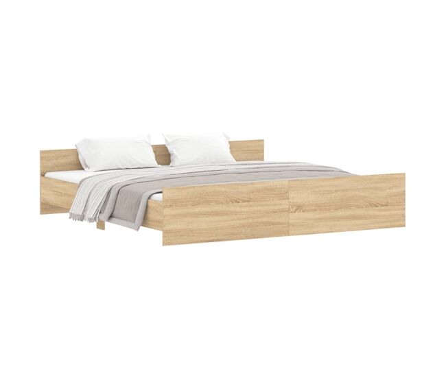 Estructura de cama con cabecero piecero roble sonoma 200x200 cm