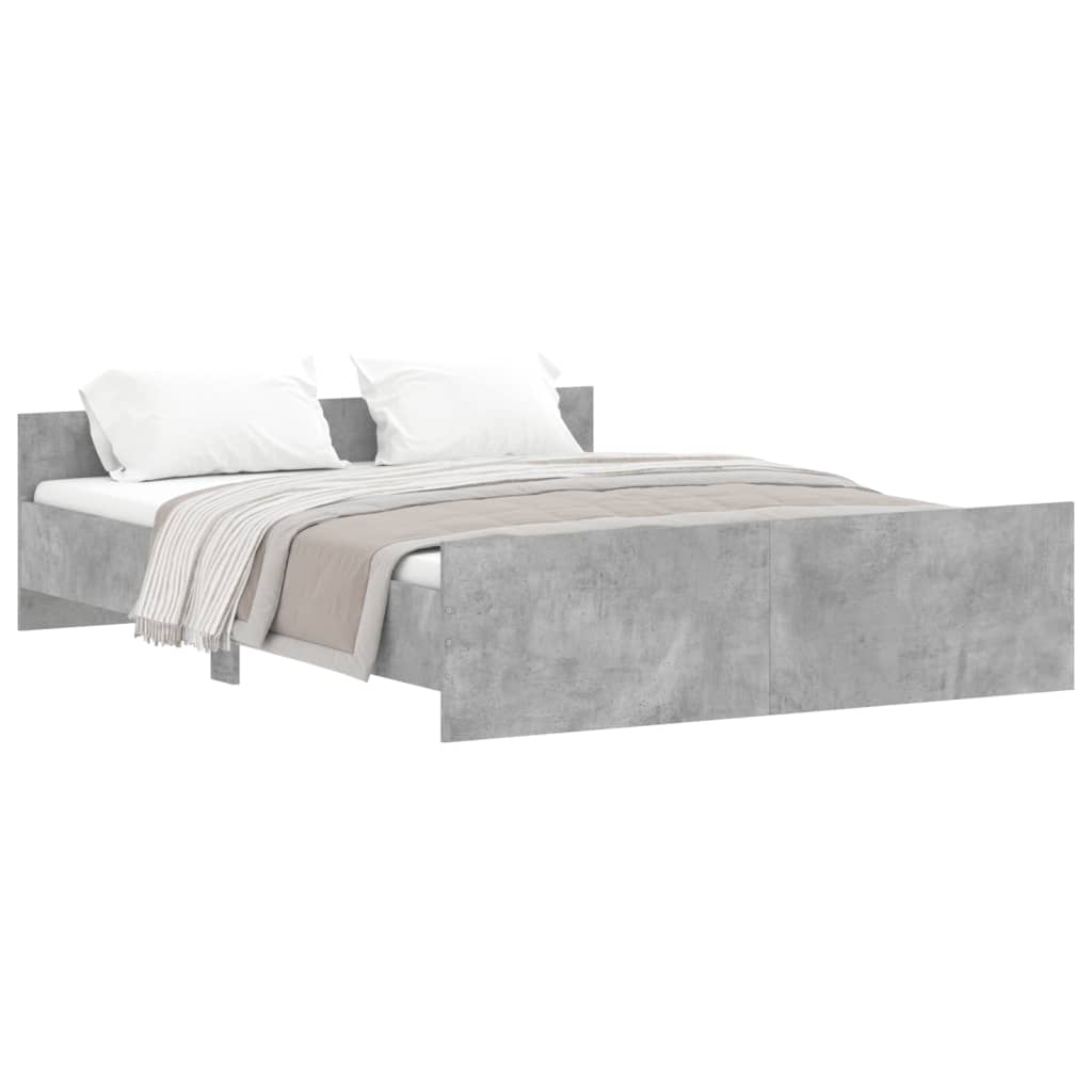 Estructura de cama con cabecero piecero gris hormigón 160x200cm