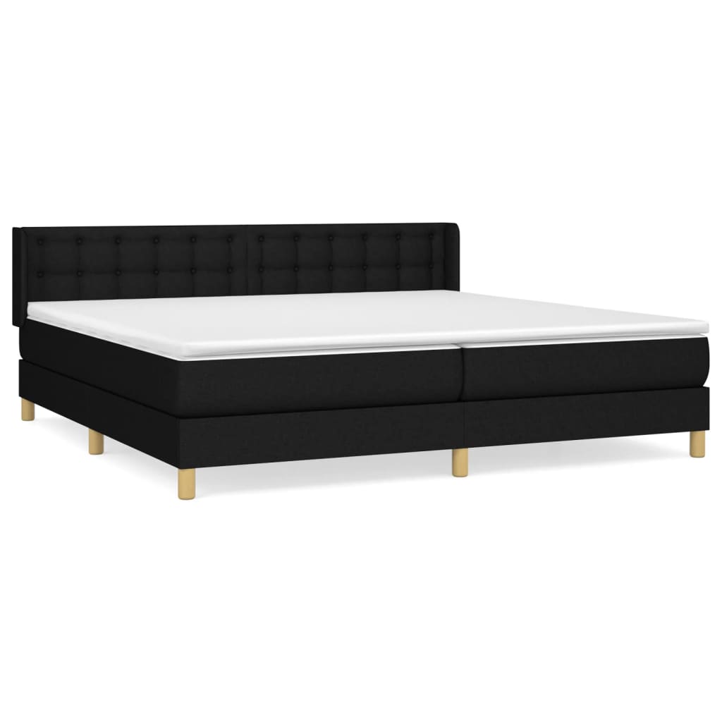 Cama box spring con colchón tela negro 180x200 cm botones