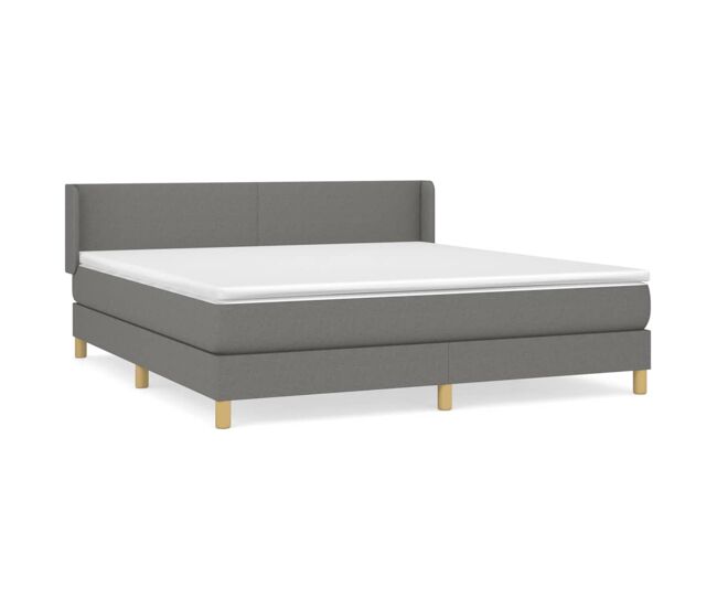 Cama box spring con colchón tela gris oscuro 160x200 cm diseño plano