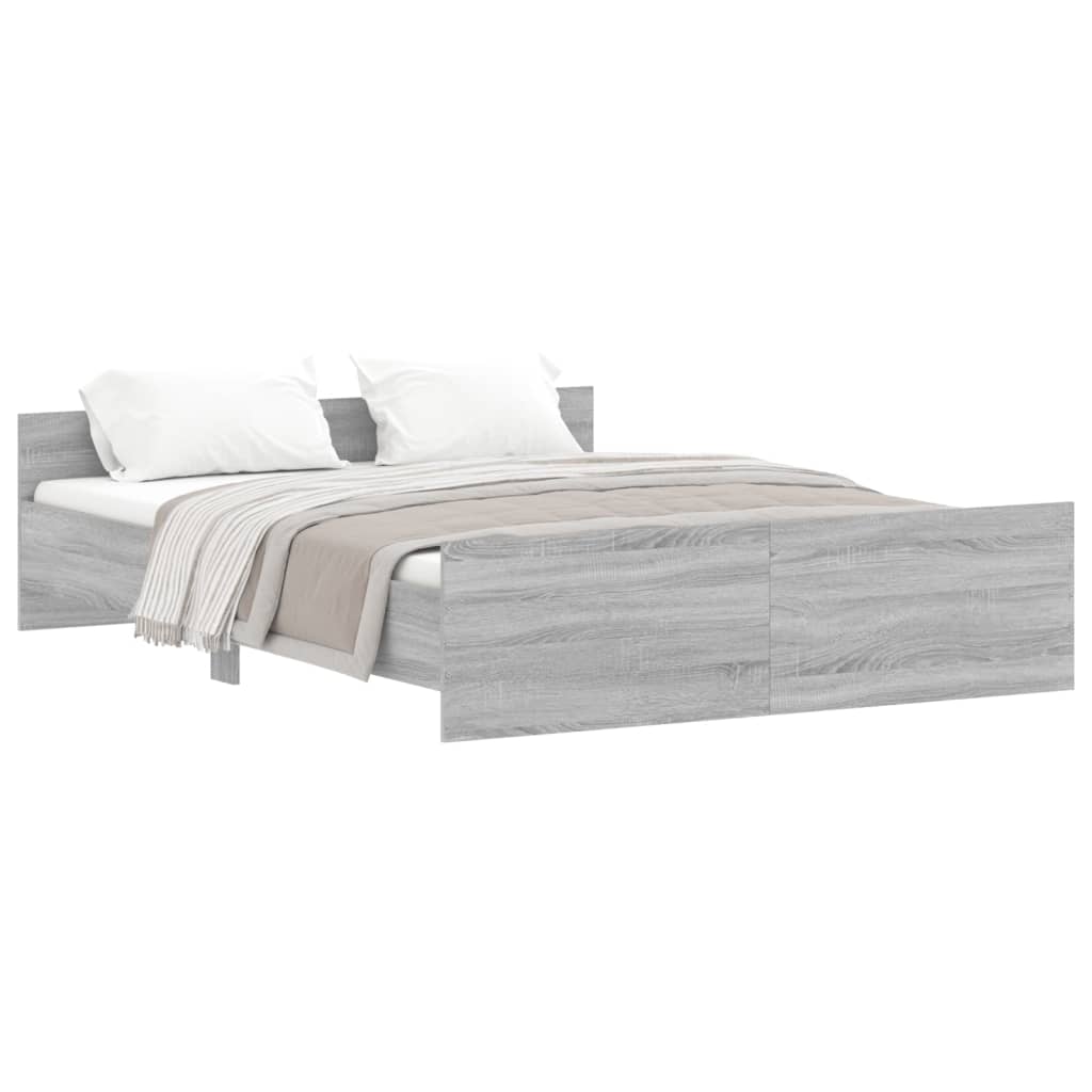 Estructura de cama 150x200 Gris/ Madera