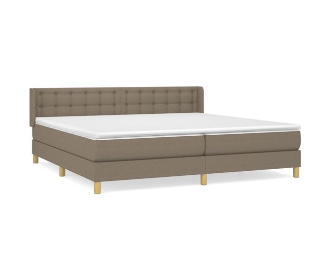 Cama box spring con colchón tela gris taupe 160x200 cm botones