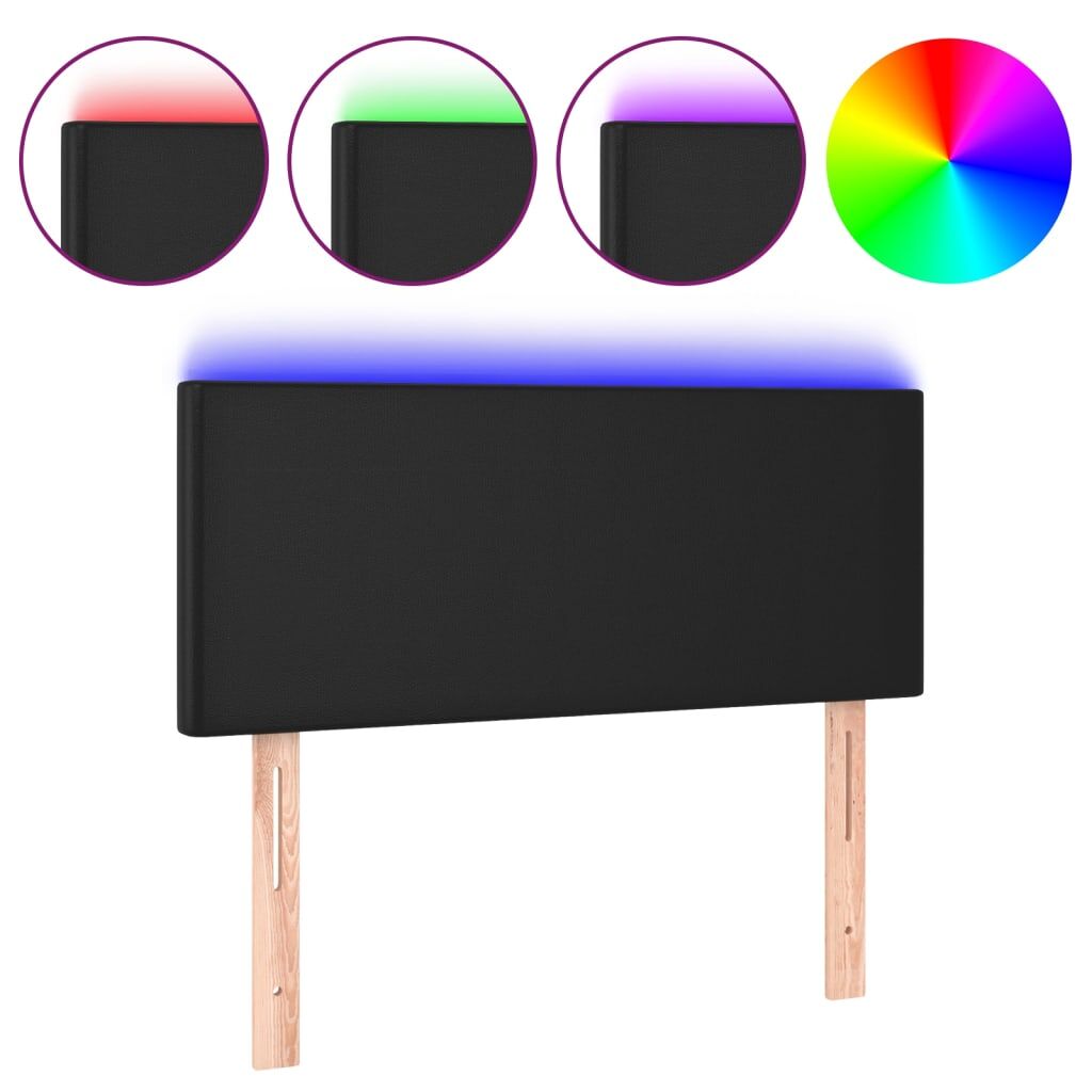 Cabecero con led cuero sintético negro 100x5x78/88 cm