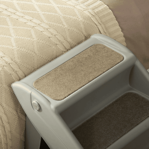PawHut Escada Dobrável para Animais de Estimação de 4 Degraus para Cães Gatos Portátil com Tapetes Antiderrapantes para Cama Sofá Carga 20kg 62x38x49,5cm Cinza