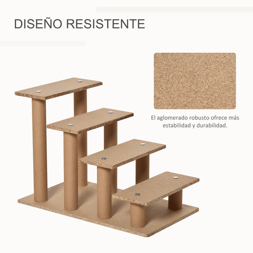 PawHut Escada para Animais de Estimação com 4 Degraus 2 em 1 com Capa Removível e Lavável Escada para Cães Gatos Carga 30kg 60x35x44cm Cinza