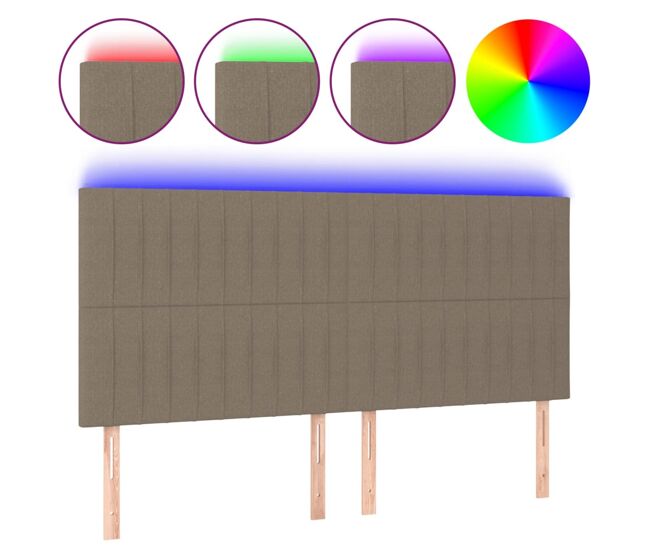 Cabecero con luces led tela gris taupe 160x5x118/128 cm