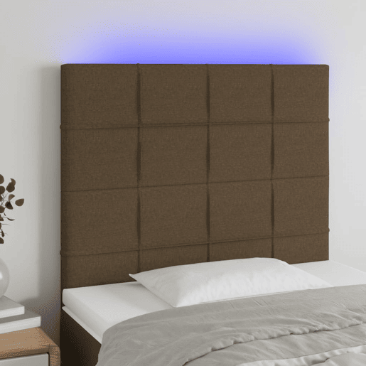 vidaXL Cabeceira de cama c luzes LED tecido 100x5x118128cm castanho vidaXL Cabeceira de cama c luzes LED tecido 100x5x118128cm castanho