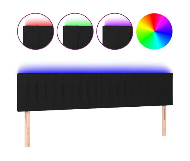 Cabecero con led de tela negro 160x5x78/88 cm