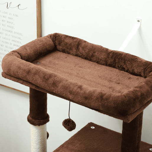 PawHut Arranhador para Gatos Grande Altura 132 cm Arranhador para Gatos com Plataformas Postes com Escova Bolas Suspensas e Almofadas para Arranhar Marrom