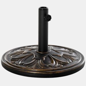 Outsunny Base para Chapéu de Sol Peso 13 kg Base Chapéu de Sol Redondo de HDPE e Cimento para Mastros Ø353848 mm para Varanda Pátio Jardim Ø48x34 cm Preto e Bronze