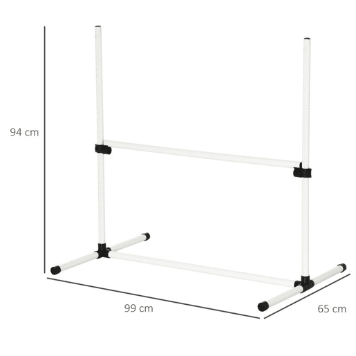 PawHut Conjunto de Treinamento de Agilidade para Cães Animais de Estimação 4 Peças Obstáculos de Salto com Altura Ajustável e Bolsa de Transporte para Exteriores 99x65x94 cm Branco
