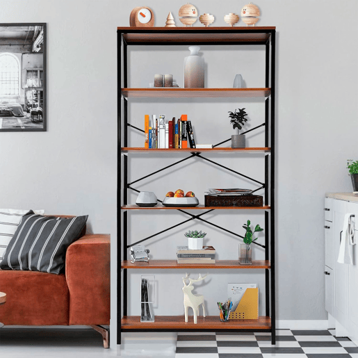 Nyana Home estantes industriais | Design moderno e resistente | 5 prateleiras grandes | Otimização de espaço | Estilo versátil e decorativo