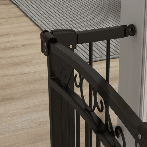 PawHut Barreira de Segurança para Cães Extensível 76-102 cm Barreira para Animais de Estimação Barreira para Cães com 2 Extensões Duplo Bloqueio para Escada Porta Preto