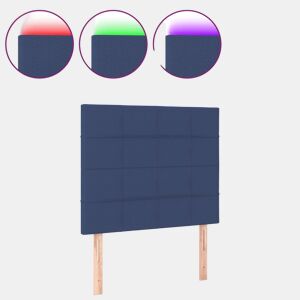 vidaXL Cabeceira cama c LED tecido 80x5x118128 cm azul