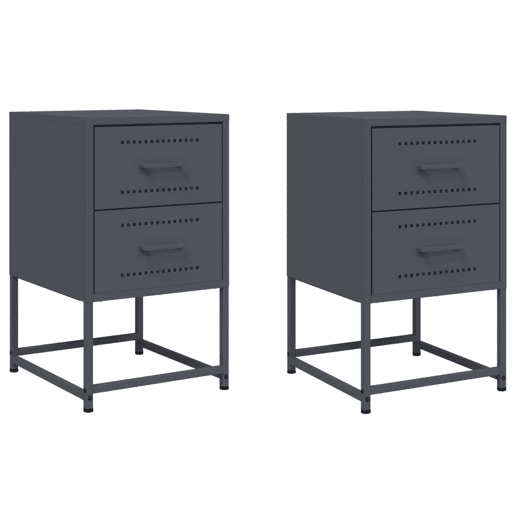 vidaXL Mesas de cabeceira 2 pcs 36x39x60,5 cm aço antracite vidaXL Mesas de cabeceira 2 pcs 36x39x60,5 cm aço antracite