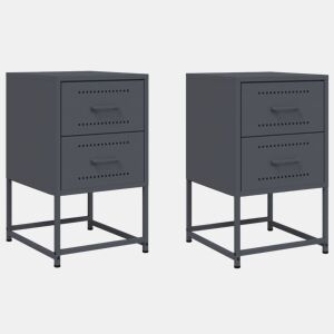 vidaXL Mesas de cabeceira 2 pcs 36x39x60,5 cm aço antracite