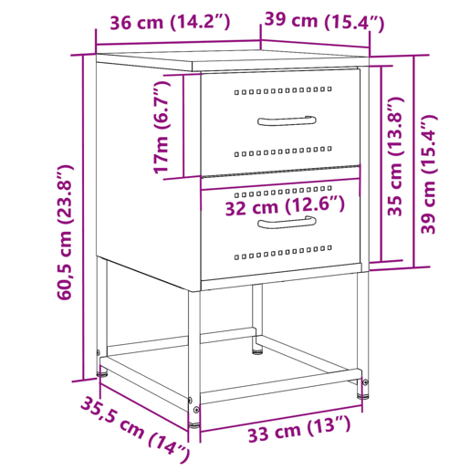 vidaXL Mesas de cabeceira 2 pcs 36x39x60,5 cm aço antracite vidaXL Mesas de cabeceira 2 pcs 36x39x60,5 cm aço antracite