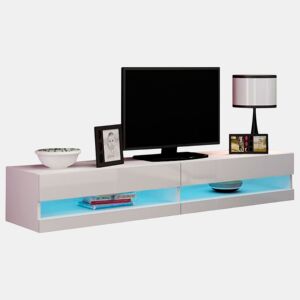 Gabinete de TV moderno Nyana Home | Com luz LED integrada | Design flutuante e elegante | Amplo armazenamento | Medidas: 180x30x40cm | Branco